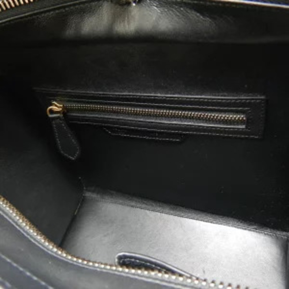 Celine Luggage Shoulder Bag Canvas Leather Black Navy Blue Natural - Picture 6 of 8